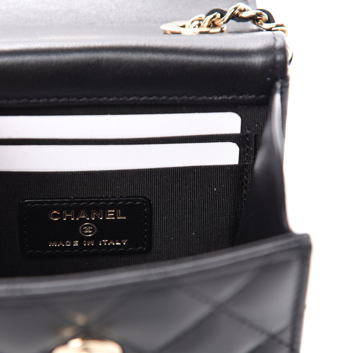 Lambskin Quilted Mini Trendy CC Chain Wallet Black