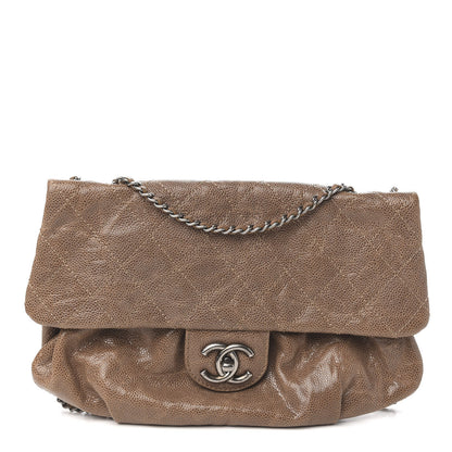 Chanel Grained Calfskin Quilted Medium Elastic Flap Taupe 1 of 9