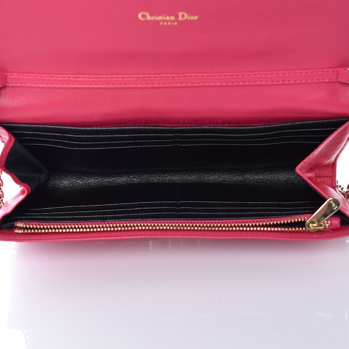 Lambskin Cannage Miss Dior Chain Wallet Fuchsia