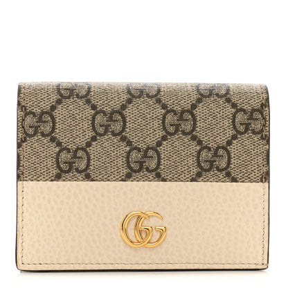 Gucci Dollar Calfskin GG Supreme Monogram GG Marmont Card Case Mystic White Beige Ebony 1 of 8