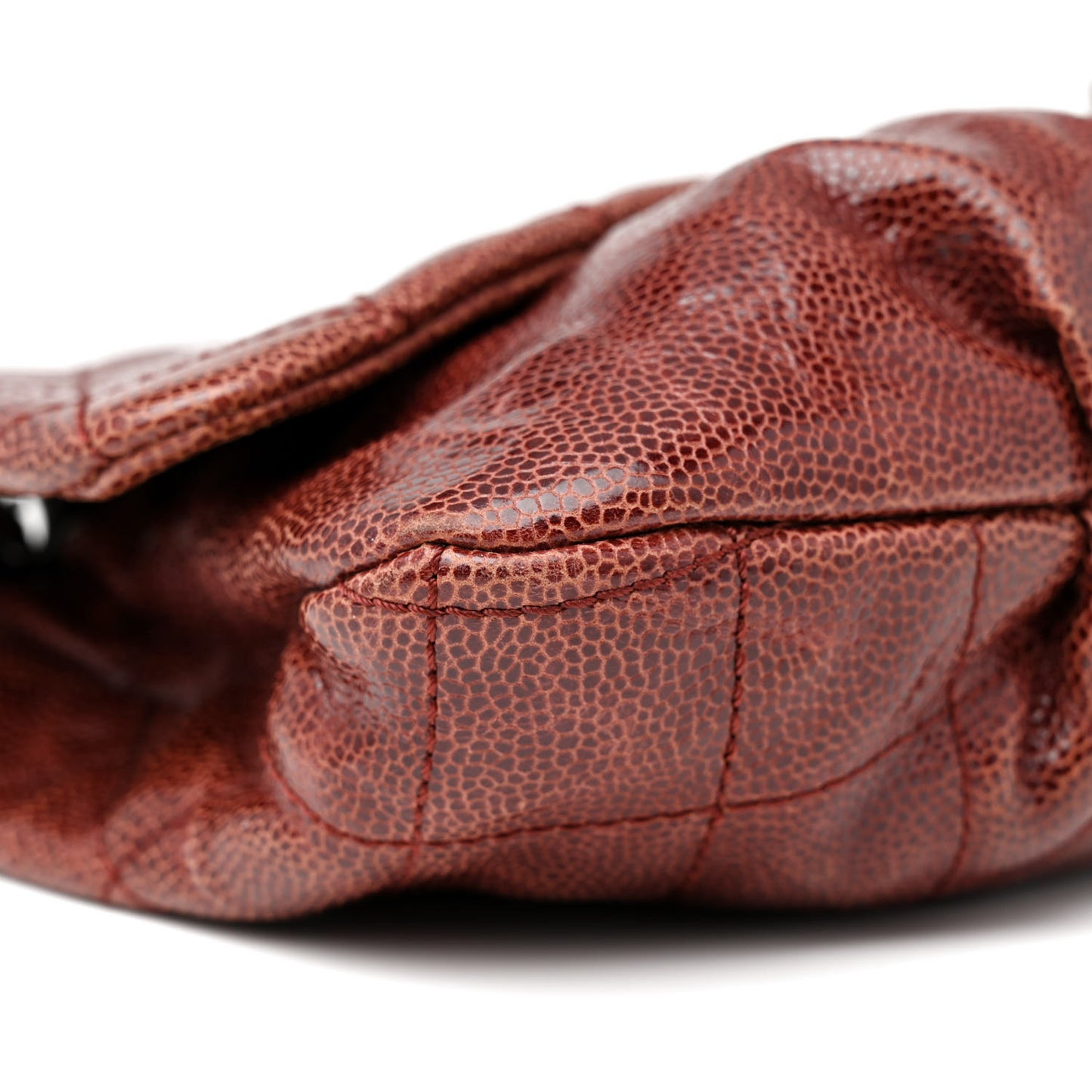 Crumpled Calfskin Quilted Medium Elastic Flap Bordeaux
