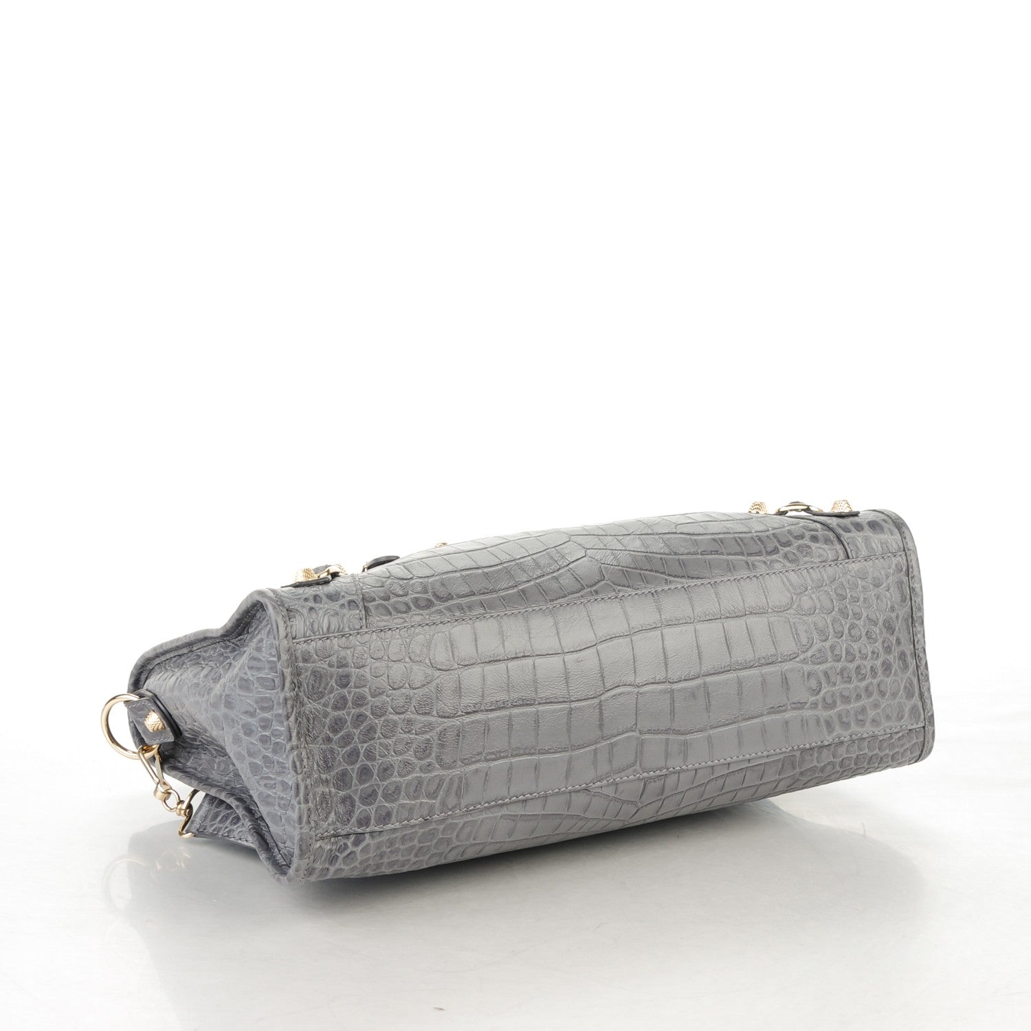 Balenciaga Calfskin Crocodile Embossed Giant 12 Gold Hardware City Gris Beton 4 of 7