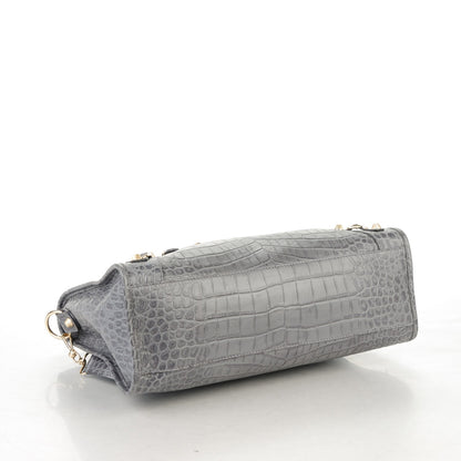 Balenciaga Calfskin Crocodile Embossed Giant 12 Gold Hardware City Gris Beton 4 of 7