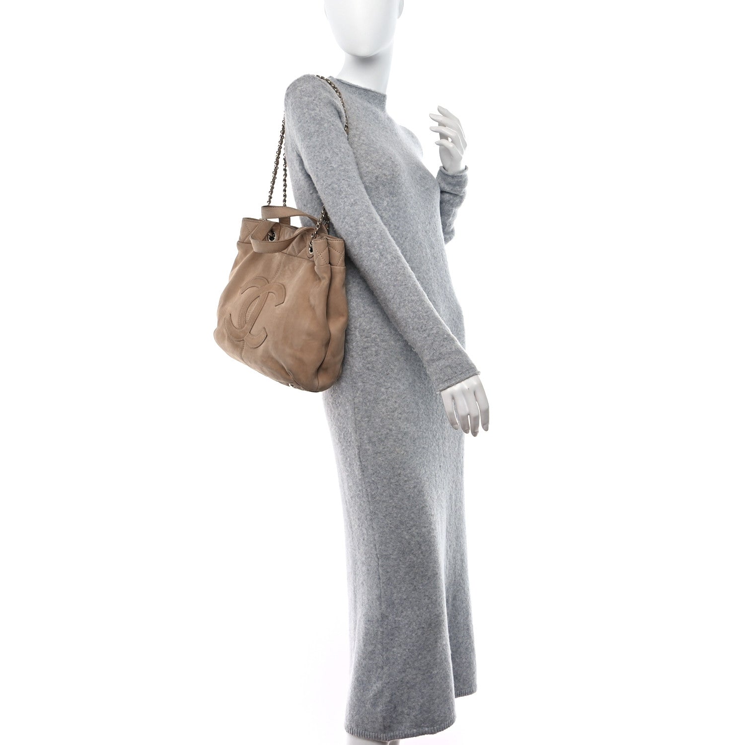 Chanel Suede Large Trianon Tote Beige 2 of 10