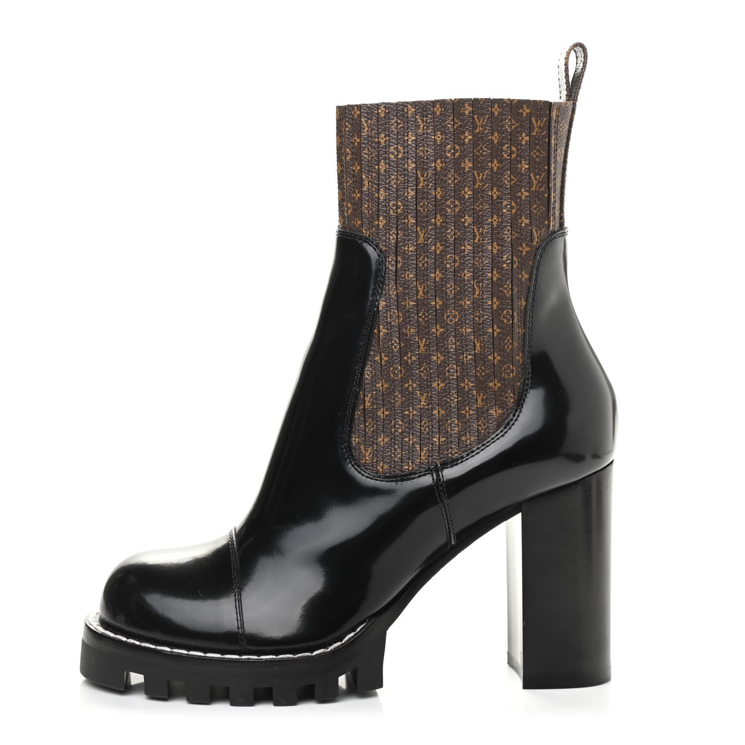 Louis Vuitton Patent Nano Monogram Ankle Star Trail Boots 38 Black 1 of 7