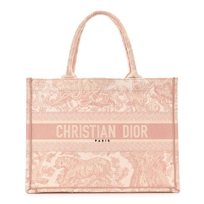 Christian Dior Canvas Toile De Jouy Embroidered Medium Book Tote Pink 1 of 12