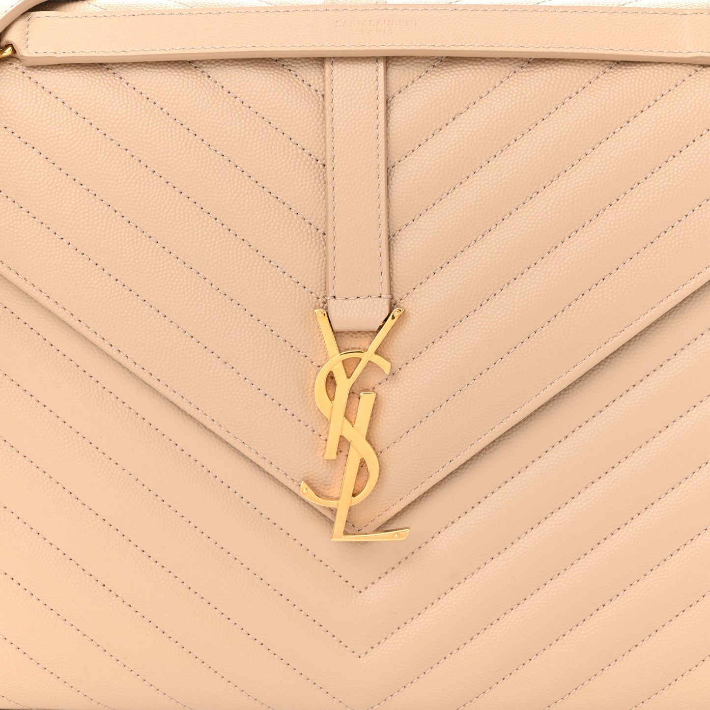 Grain De Poudre Matelasse Chevron Large Monogram Satchel Nude Powder