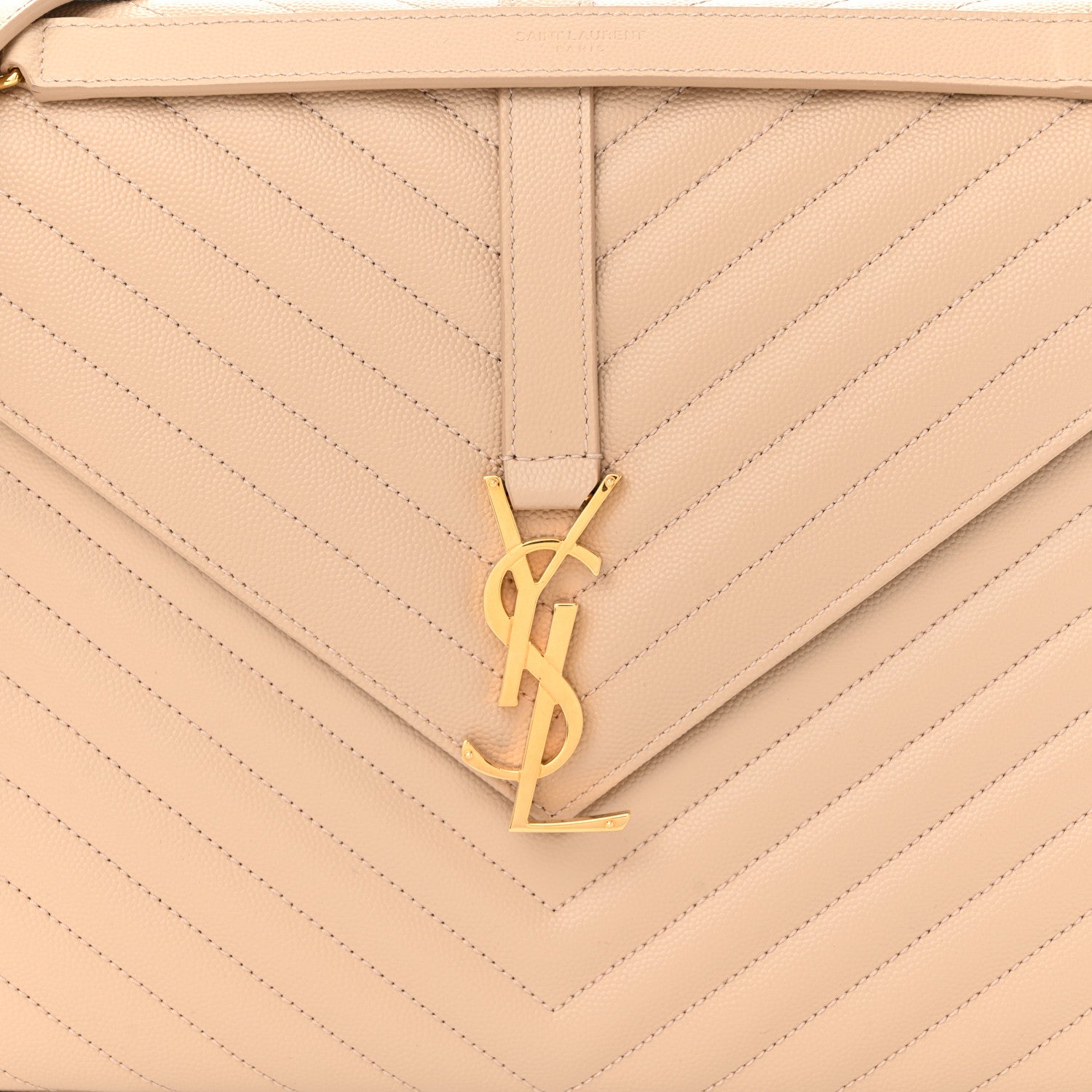 Saint Laurent Grain De Poudre Matelasse Chevron Large Monogram Satchel Nude Powder 8 of 10