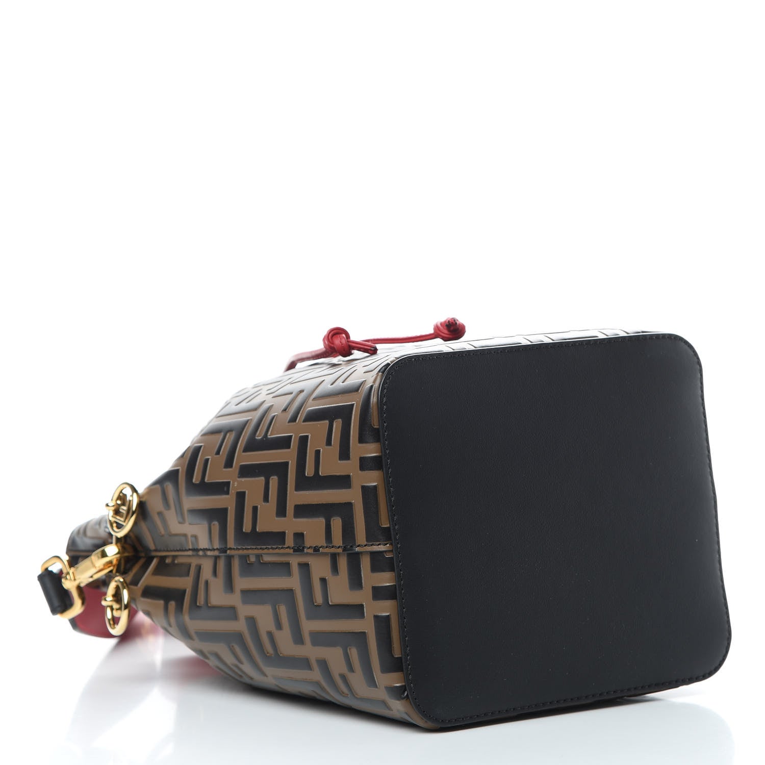 Fendi Vitello Grace F is Fendi Bi-Color FF 1974 Embossed Grande Mon Tresor Bucket Bag Maya Black Fragola 4 of 12
