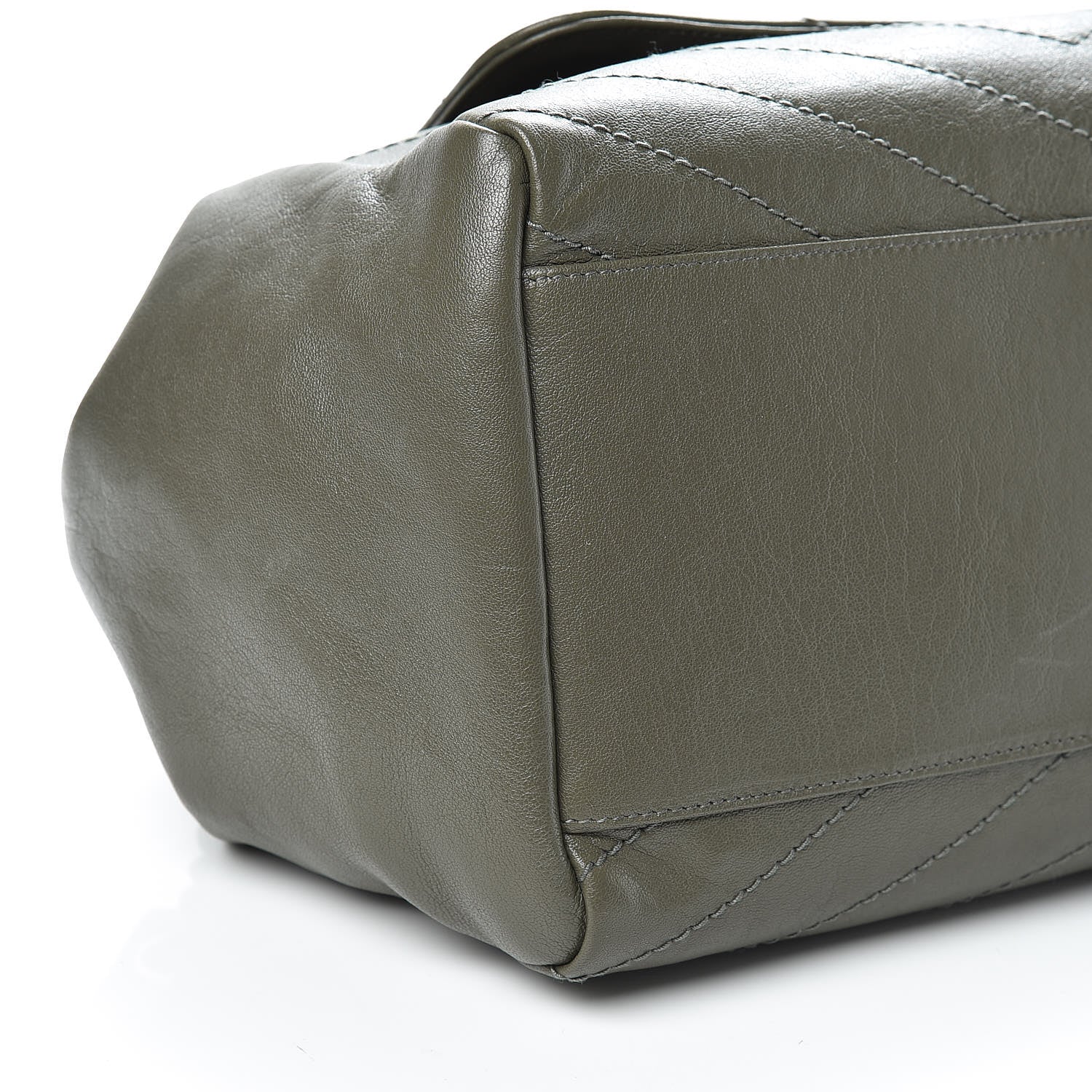 Saint Laurent Vintage Calfskin Chevron Monogram Medium Nolita Olive Green 9 of 10