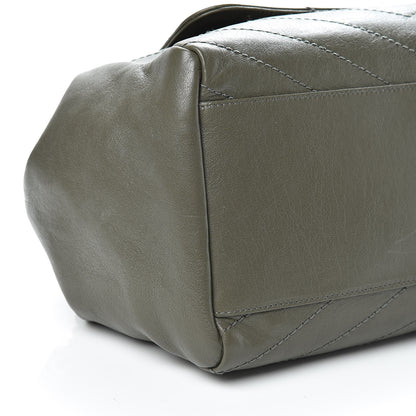 Saint Laurent Vintage Calfskin Chevron Monogram Medium Nolita Olive Green 9 of 10