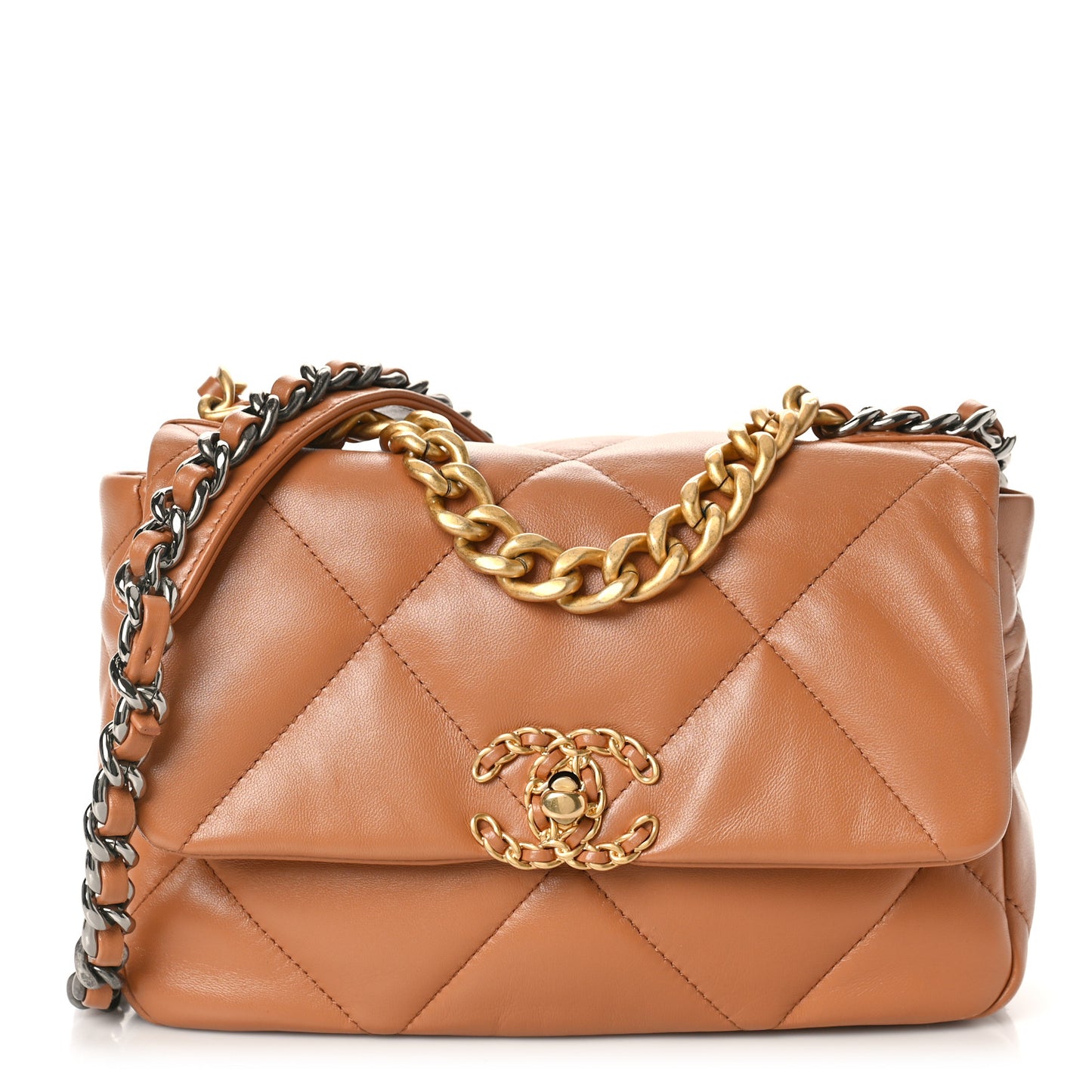 Lambskin Quilted Medium Chanel 19 Flap Brown