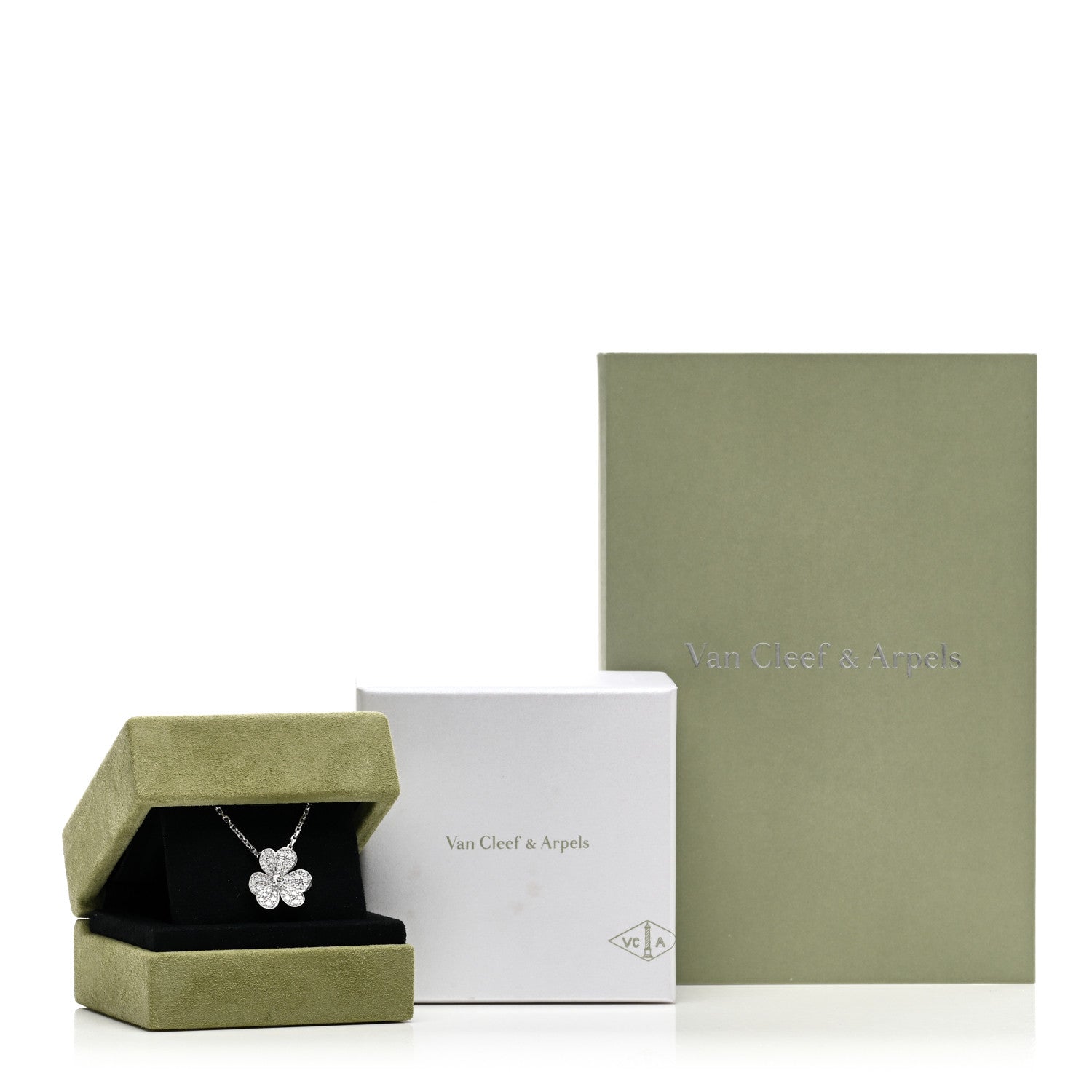 Van Cleef & Arpels 18K White Gold Diamond Small Frivole Pendant Necklace 5 of 5