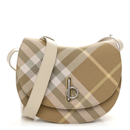 Burberry Jacquard Check Medium Rocking Horse Crossbody Flax 1 of 9