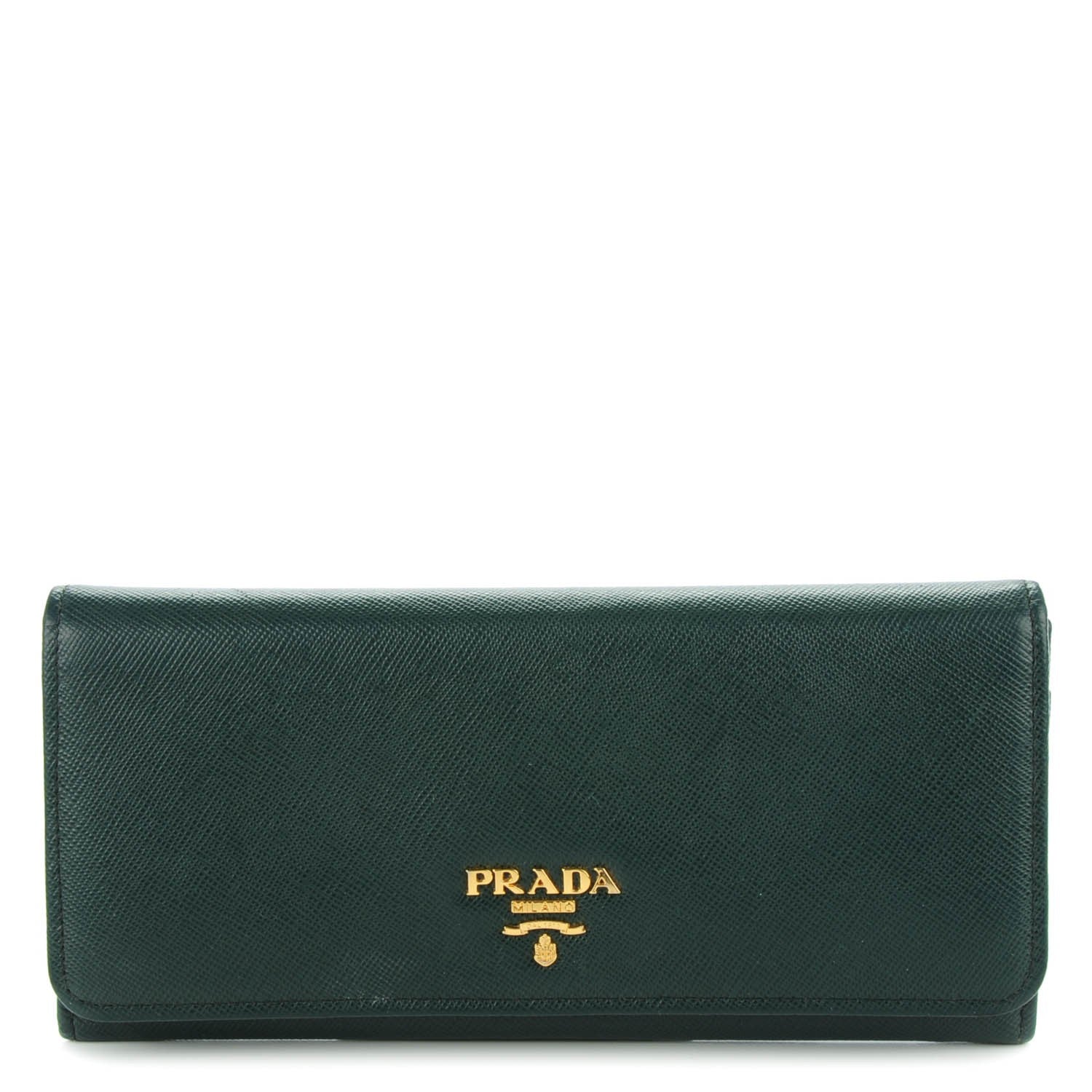 Prada Saffiano Metal Continental Flap Wallet Smeraldo 1 of 8
