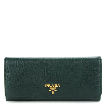 Prada Saffiano Metal Continental Flap Wallet Smeraldo 1 of 8
