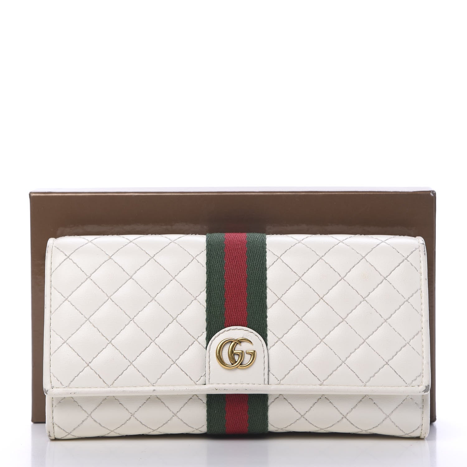 Gucci Calfskin Web Trapuntata GG Continental Wallet Off White 15 of 15