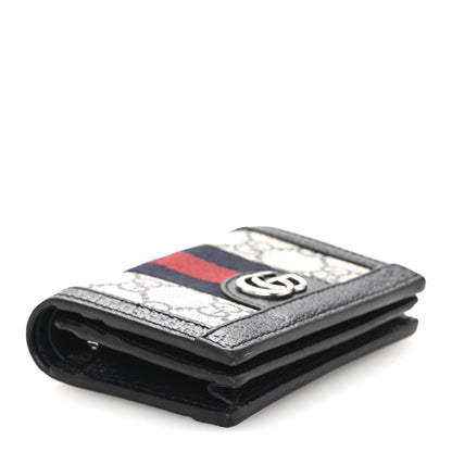 Gucci GG Supreme Monogram Textured Dollar Calfskin Web Ophidia Card Case Beige Blue 4 of 12