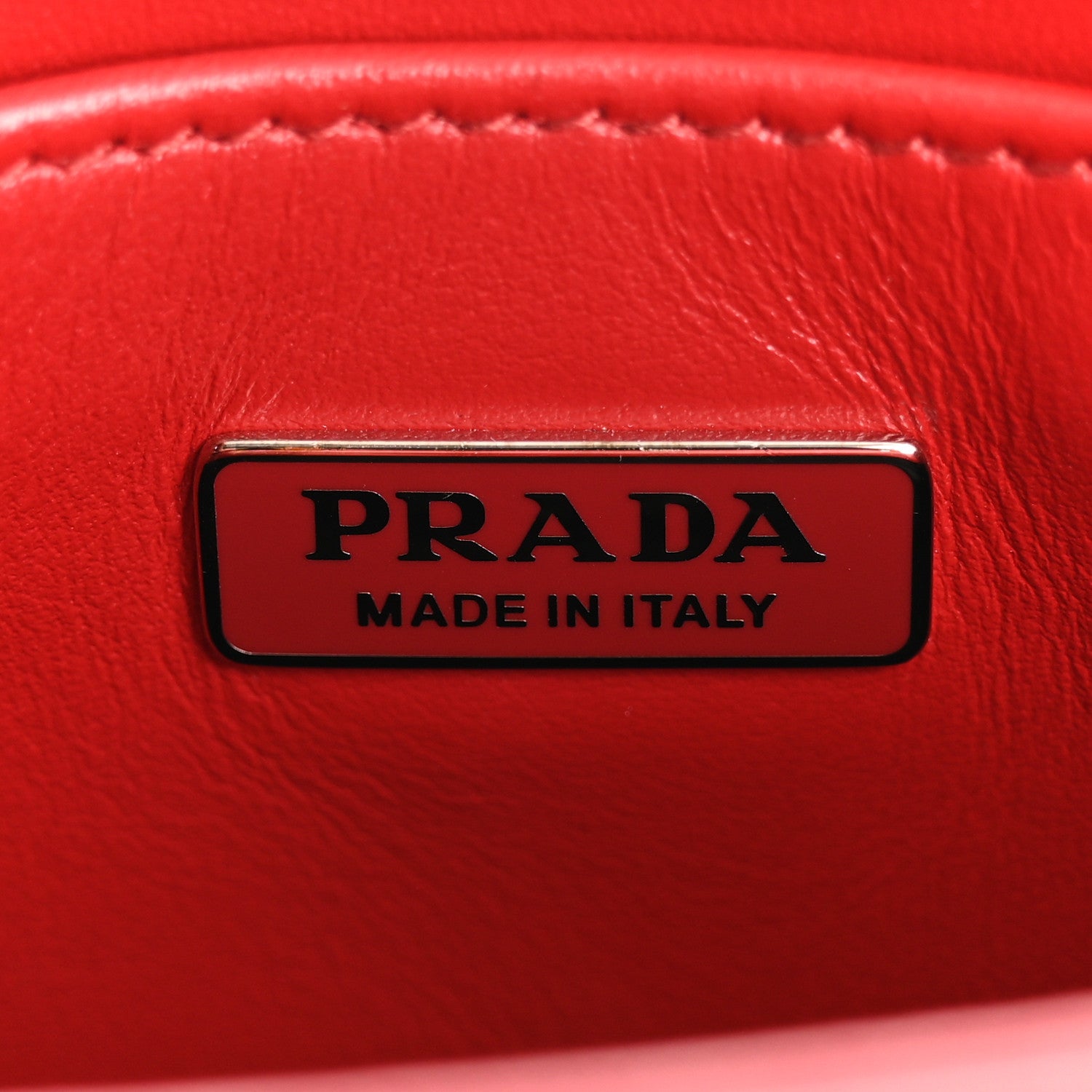 Prada Spazzolato Triangle Small Double Handle Crossbody Tote Scarlatto 6 of 11