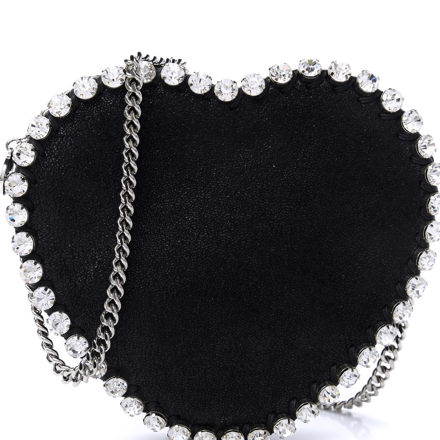 Shaggy Deer Crystal Falabella Heart Crossbody Bag Black
