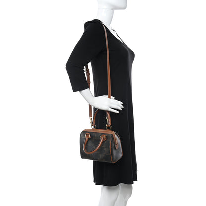 Celine Triomphe Canvas XL Calfskin Small Boston Bag Tan 2 of 9