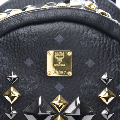 MCM Visetos Studded Colorblock Medium Stark Brock Backpack Black 8 of 8