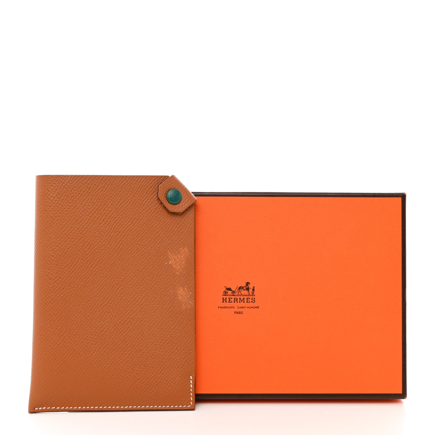 Hermes Epsom Tarmac Dot PM Passport Holder Gold Malachite 8 of 8