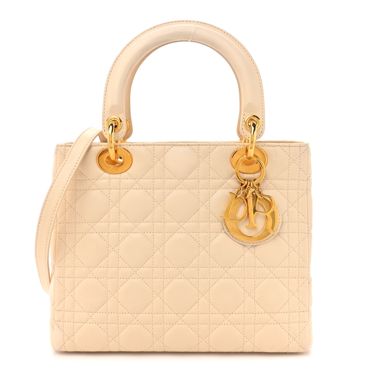 Lambskin Cannage Medium Lady Dior Beige