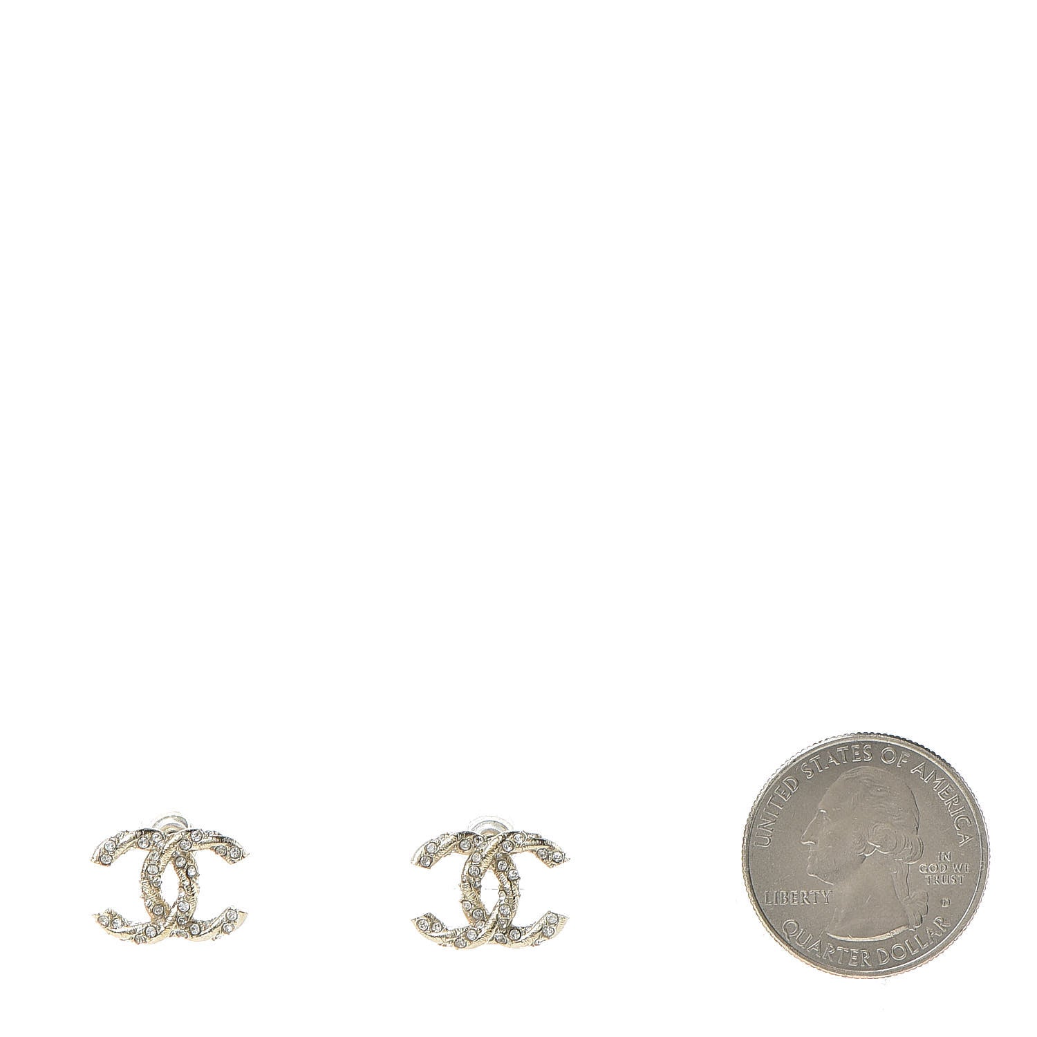 Chanel Crystal CC Earrings Gold 2 of 5