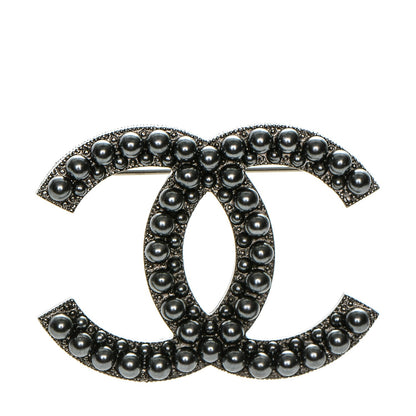 Chanel Ruthenium Bead Large CC Brooch Dark Grey 1 of 4