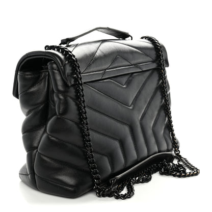 Saint Laurent Calfskin Y Quilted Monogram Monochrome Small Loulou Chain Satchel Black 3 of 15
