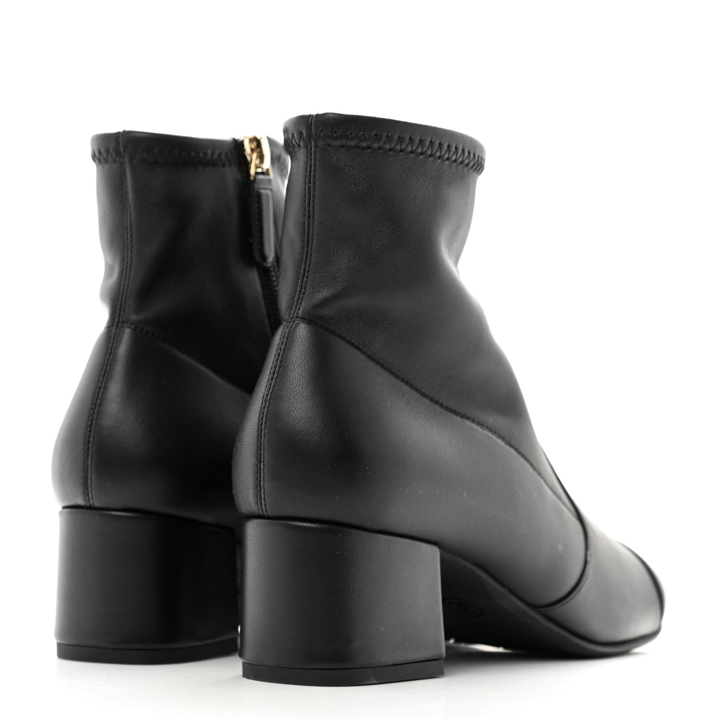 Stretch Lambskin Cap Toe CC Short Boots 37 Black