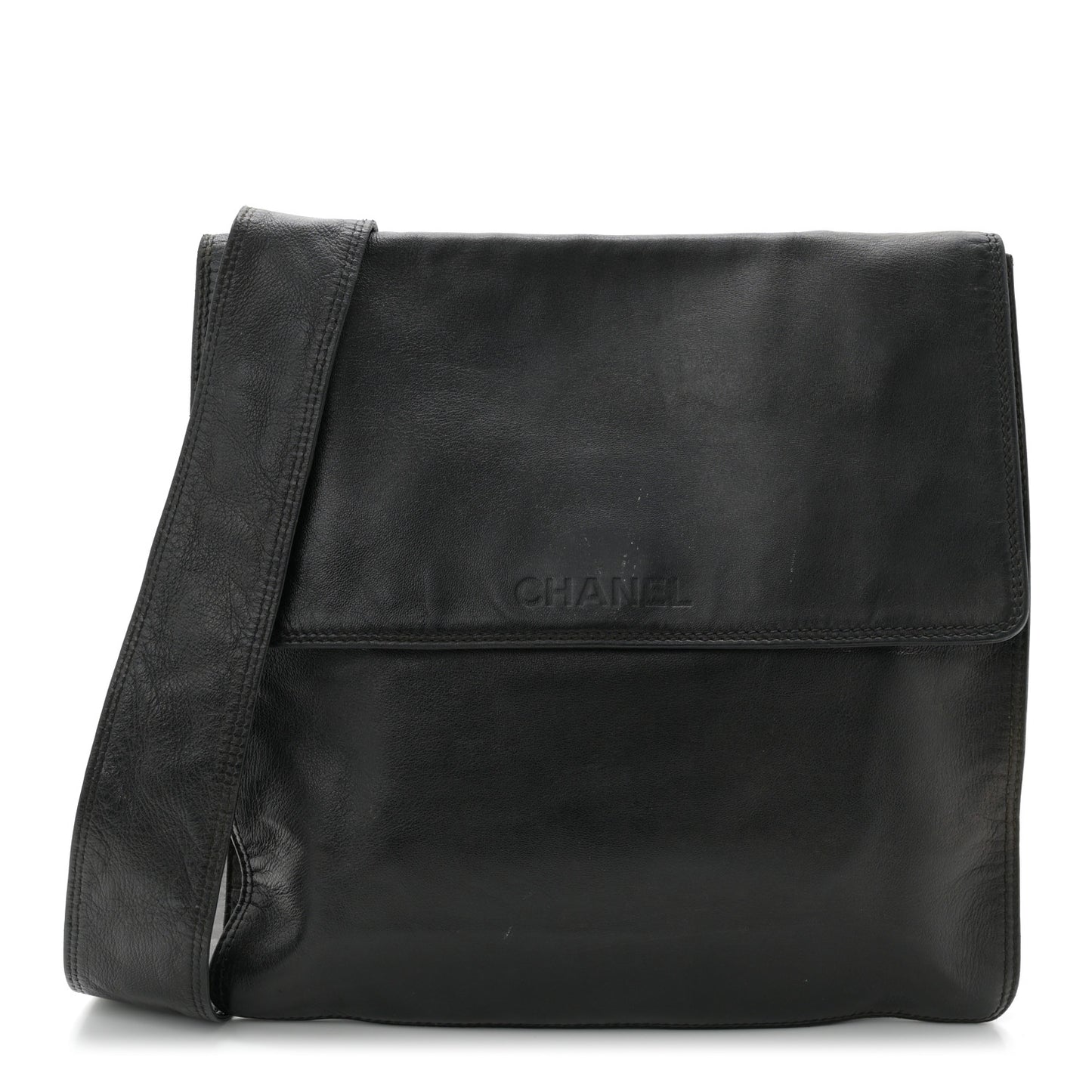 Lambskin Logo Messenger Dark Brown