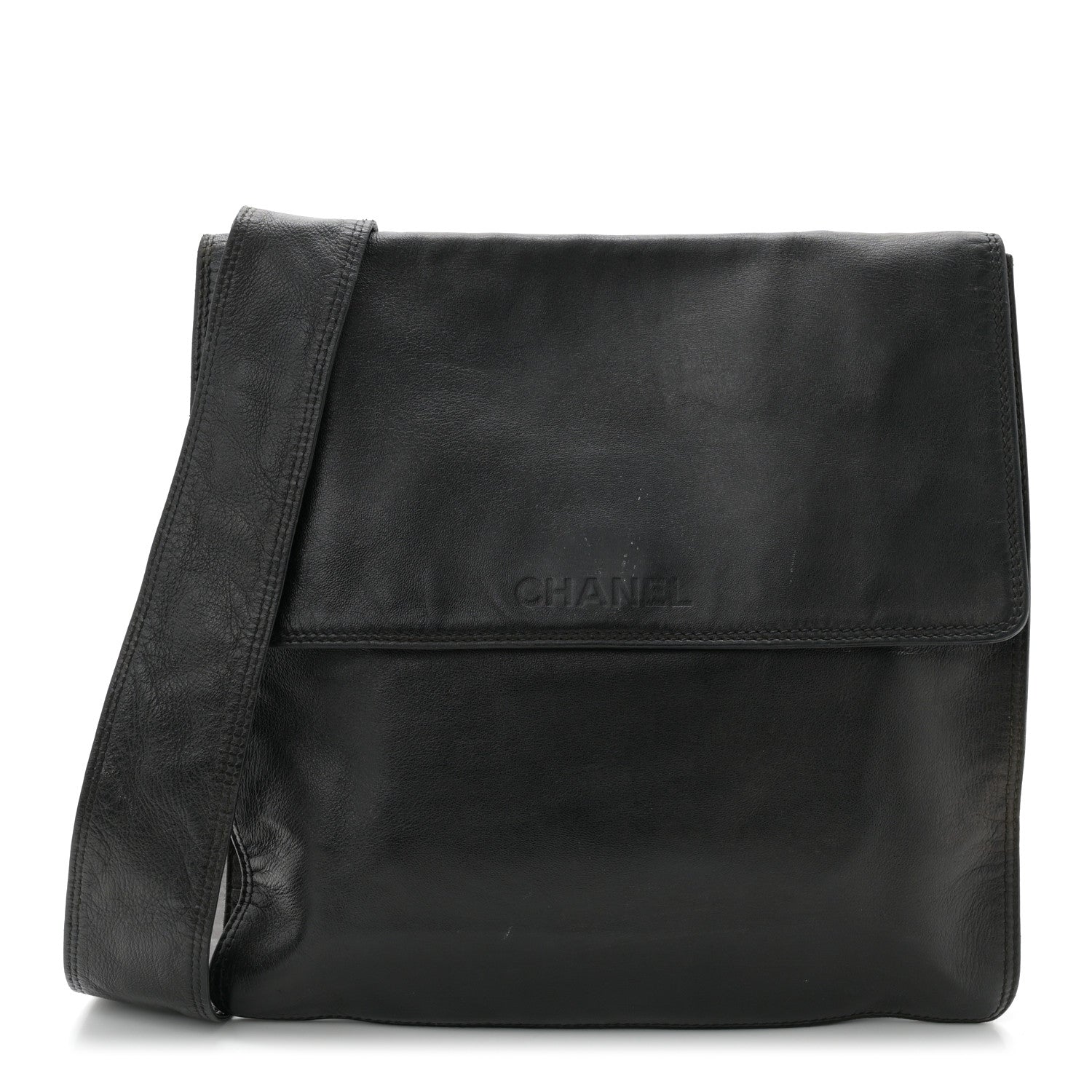 Chanel Lambskin Logo Messenger Dark Brown 1 of 11