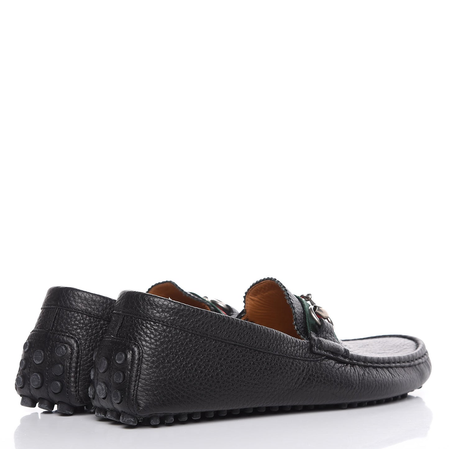 Calfskin Web Mens Horsebit Driver Loafers 7.5 Black