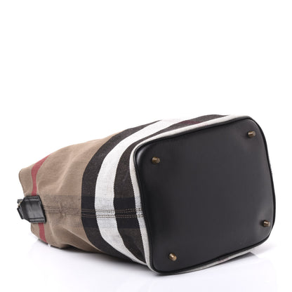 Burberry Canvas Mega Check Medium Ashby Hobo Black 3 of 12