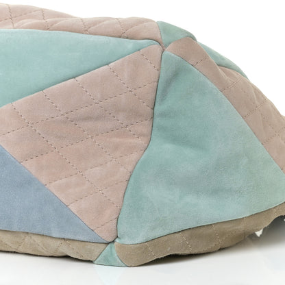 Chanel Suede Quilted Patchwork Drawstring Bag Blue Green Pink Beige 6 of 11