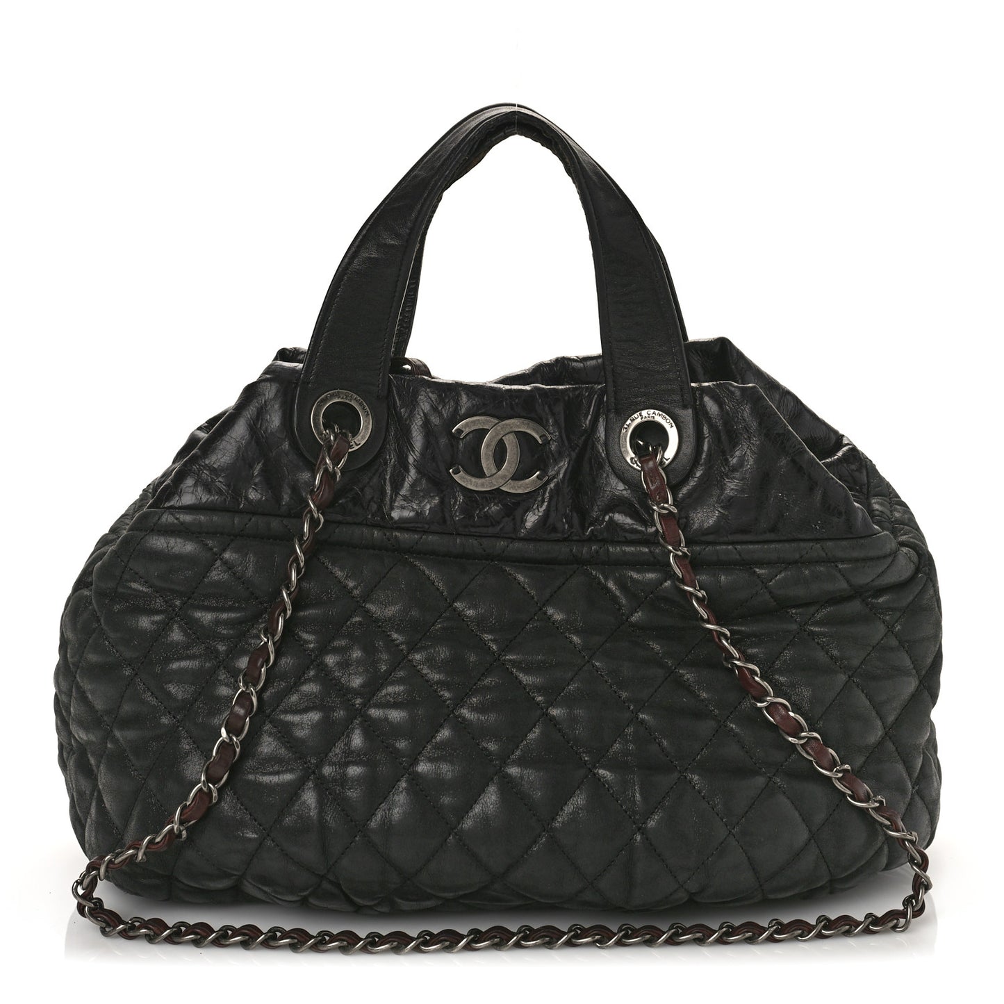 Iridescent Calfskin Small In The Mix Tote Black