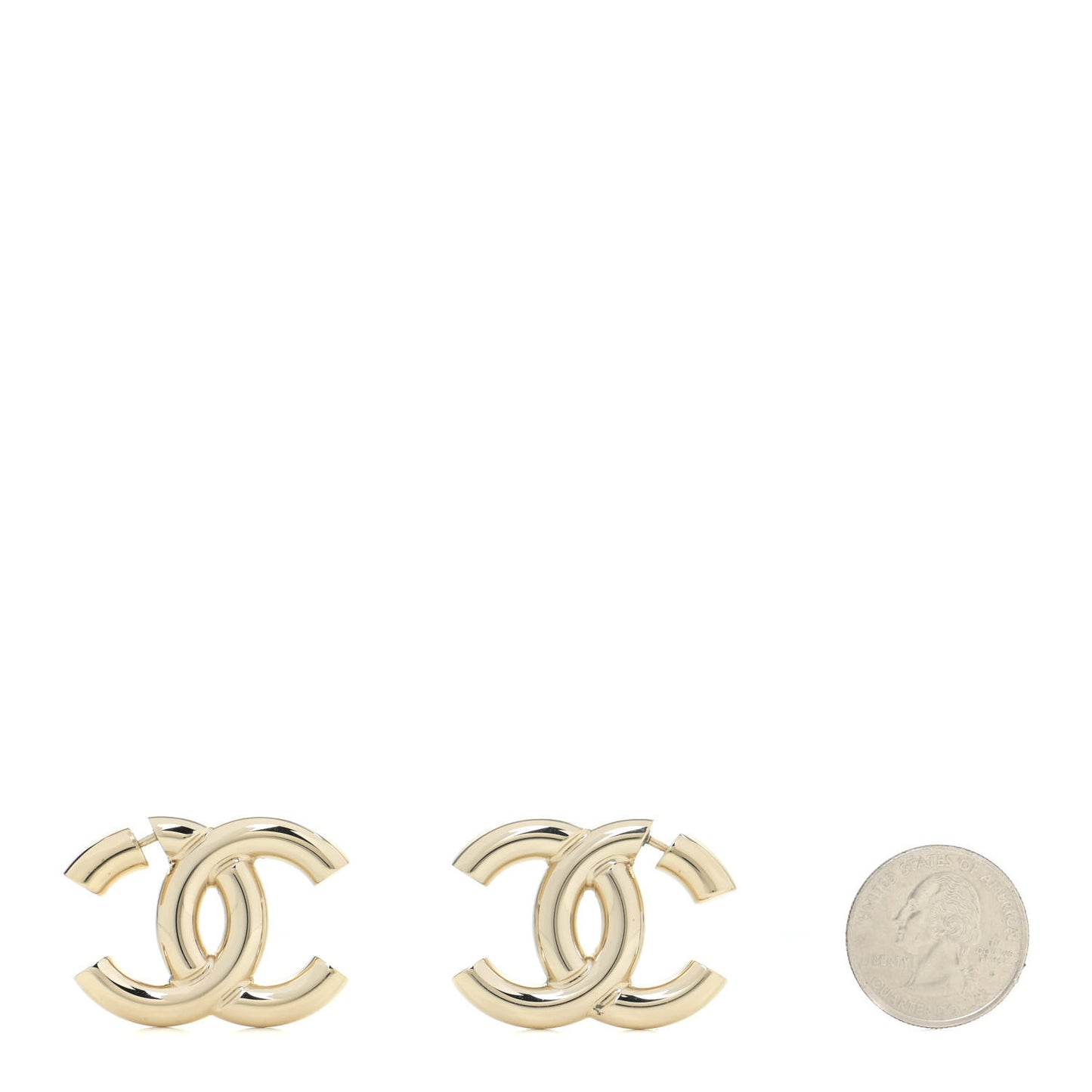 Metal Large CC Earrings Light Gold