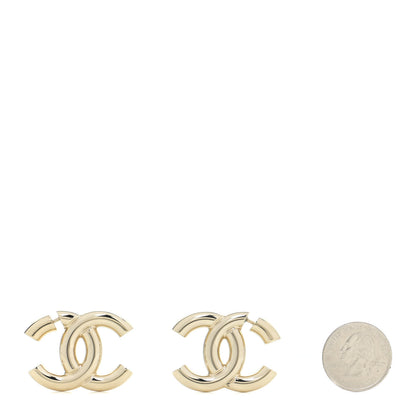 Chanel Metal Large CC Earrings Light Gold 2 of 5