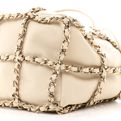 Chanel Lambskin Bucket Chain Drawstring Bag Beige 10 of 10