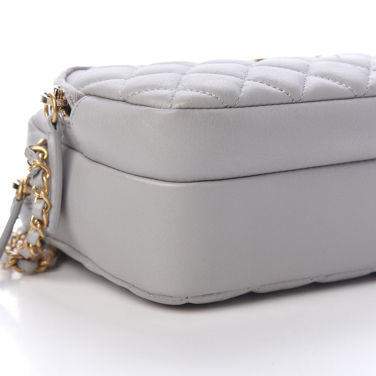 Iridescent Calfskin Quilted Day Trips Camera Case Light Grey