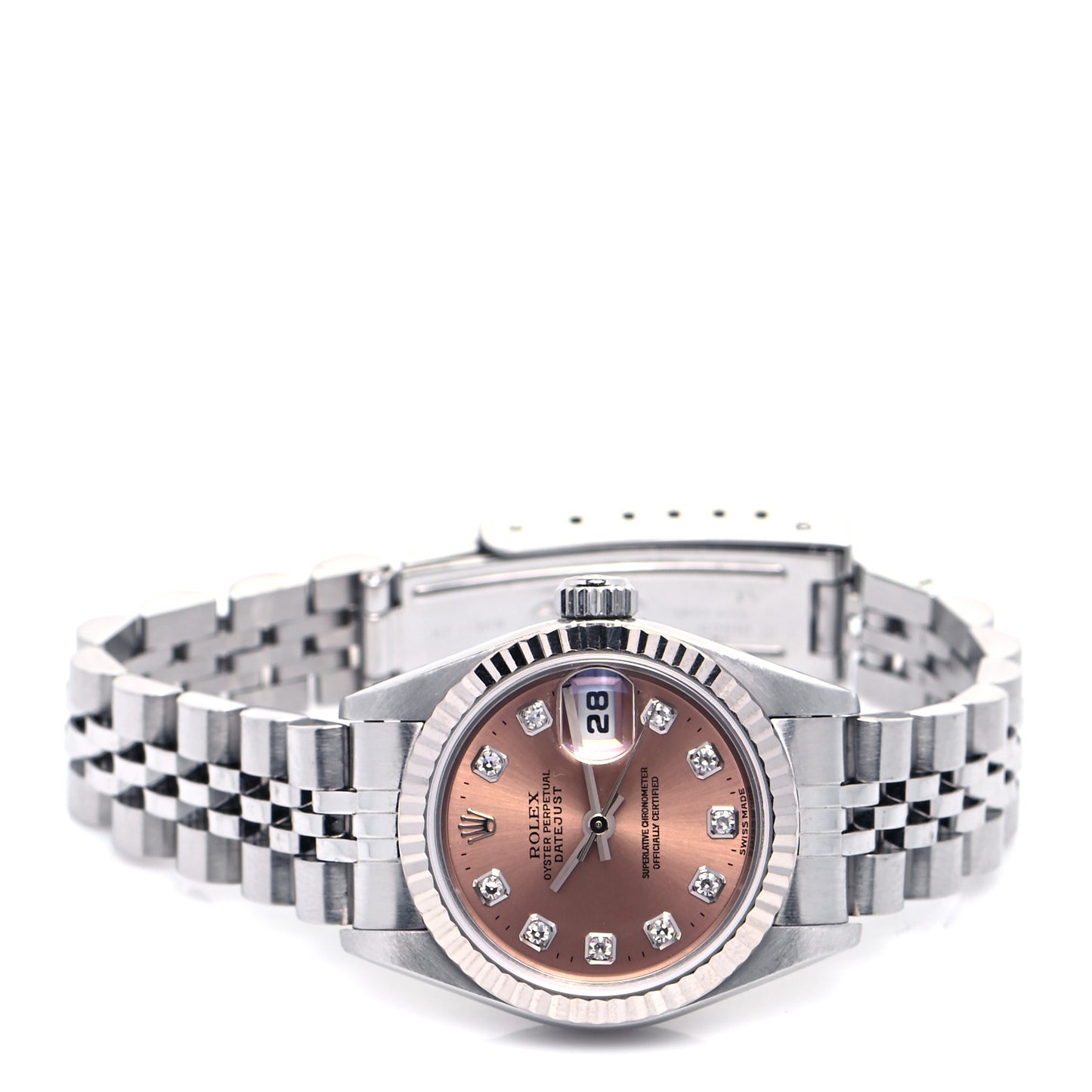 Stainless Steel 18K White Gold Diamond 26mm Oyster Perpetual Datejust Watch Pink 79174