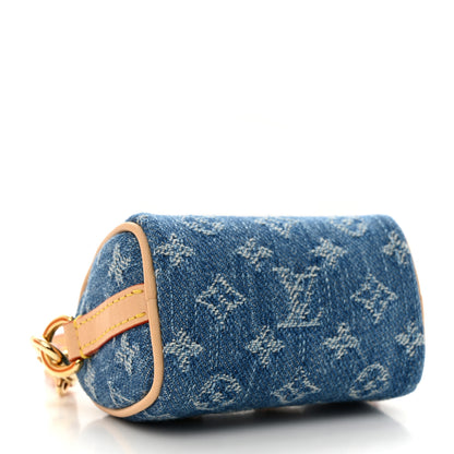 Louis Vuitton Monogram Micro Speedy Bag Charm Denim Sunset Blue 4 of 7