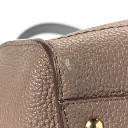 Salvatore Ferragamo Hammered Calfskin Double Handle Medium Amy Tote Fango Blue Haze 8 of 8
