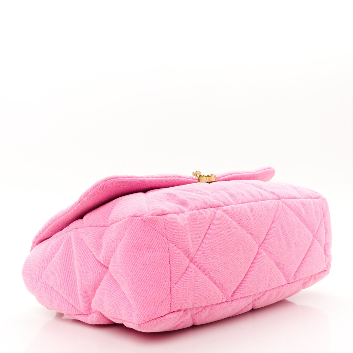 Denim Quilted Maxi Chanel 19 Flap Neon Pink