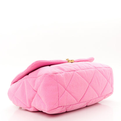 Chanel Denim Quilted Maxi Chanel 19 Flap Neon Pink 4 of 11