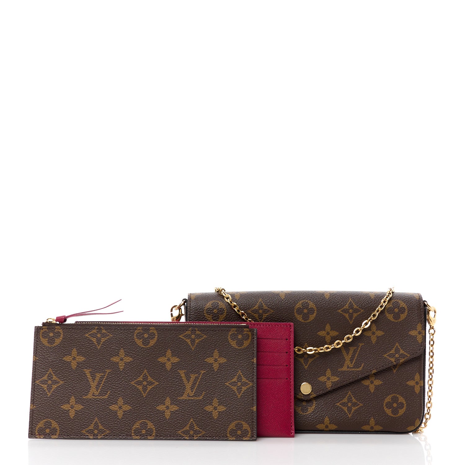 Louis Vuitton Monogram Pochette Felicie Chain Wallet Fuchsia 3 of 17