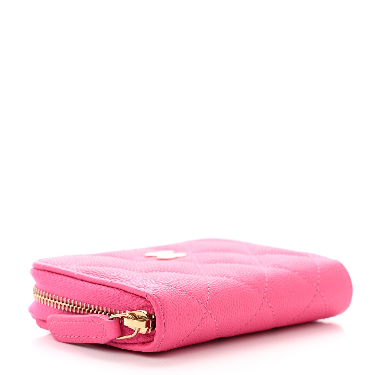 Caviar Quilted Zip Coin Purse Dark Pink