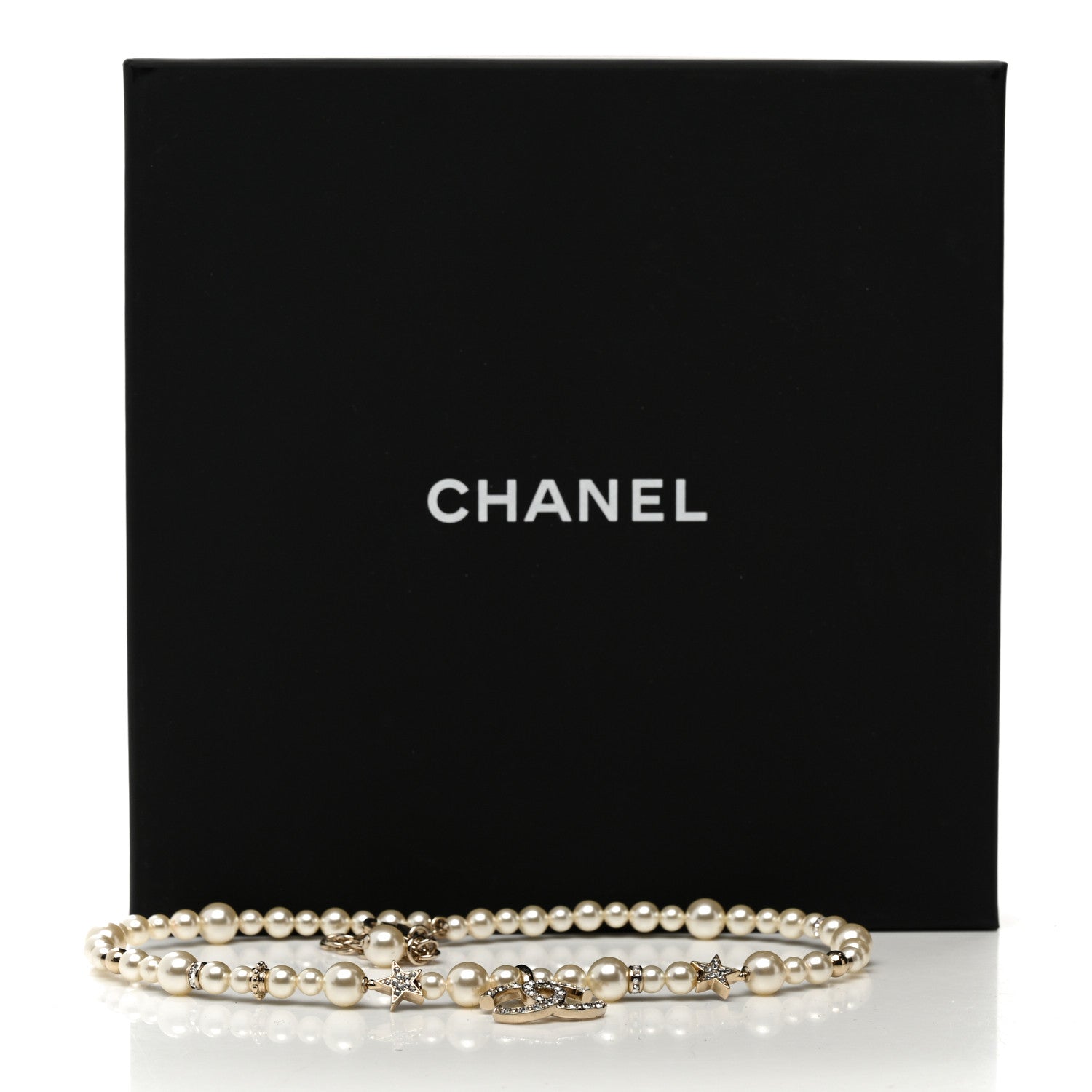 Chanel Metal Crystal Pearl CC Star Short Pendant Necklace Gold 6 of 6